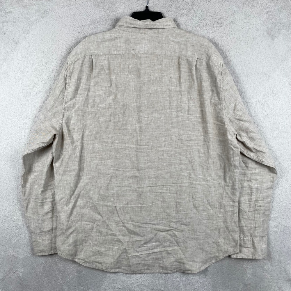 J Crew Shirt Mens XL Classic Fit Beige Linen Blend Long Sleeve Button Down - Picture 3 of 8